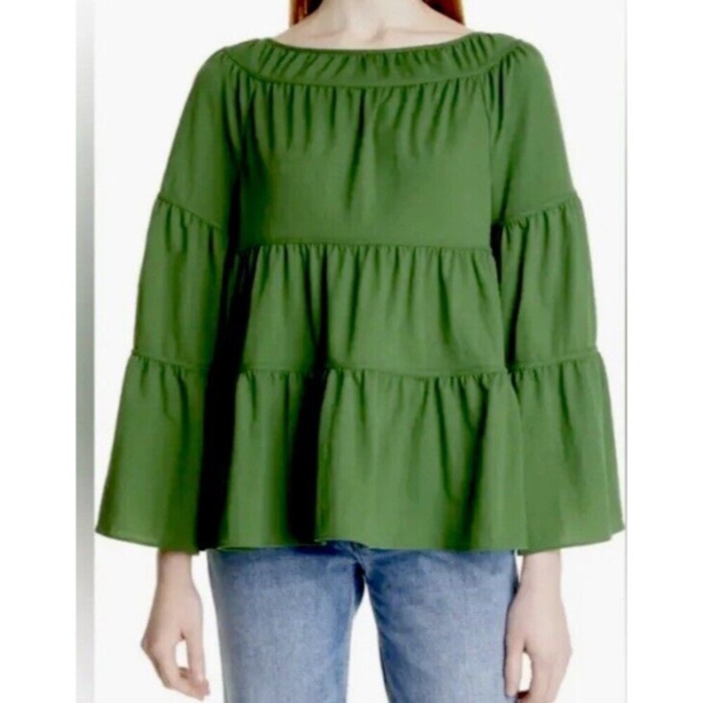 Rebecca Taylor Top large bell‎ sleeve bohemian poplin cottage feminine career - Picture 2 of 7